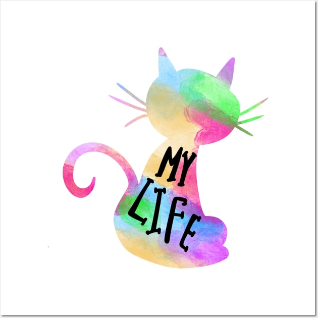 My Life, Colorful Cat Cute Cats Wall Art by PhantomDesign